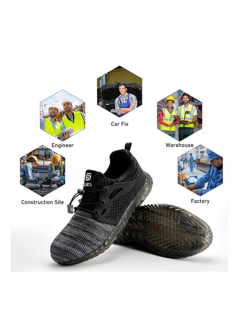 SLIMTA Men Women Safety Shoes Non-Slip Steel Toe Cap Trainers Mesh Breathable Lightweight Comfortable Puncture Proof Industrial Shoes - Image 4